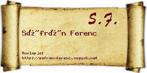 Sáfrán Ferenc névjegykártya